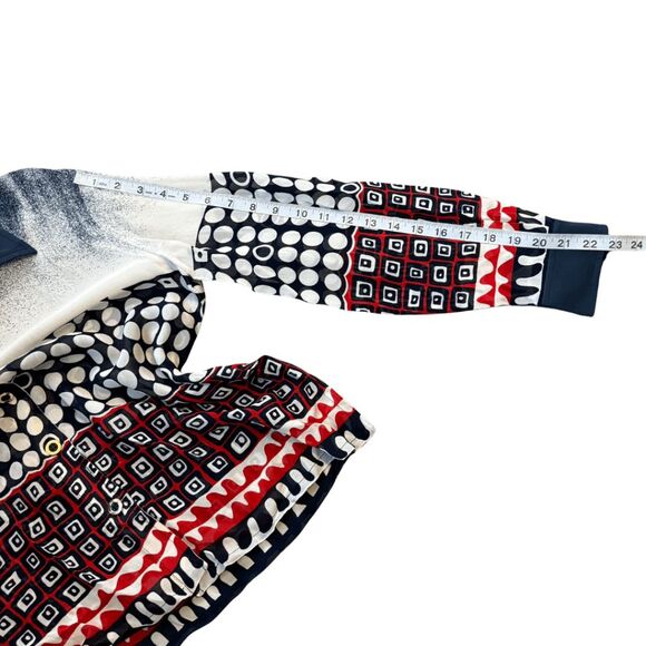 St. John Sport Women's Geometric Sheer Button Down Shirt Multicolor Size Small - Picture 8 of 9